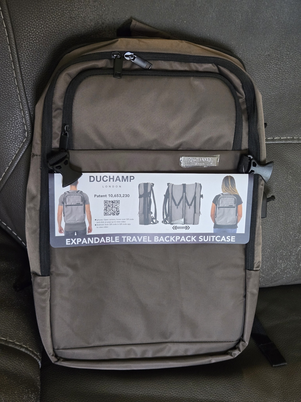 Duchamp Expandable Travel Backpack/ Suitcase with laptop pocket and USB.